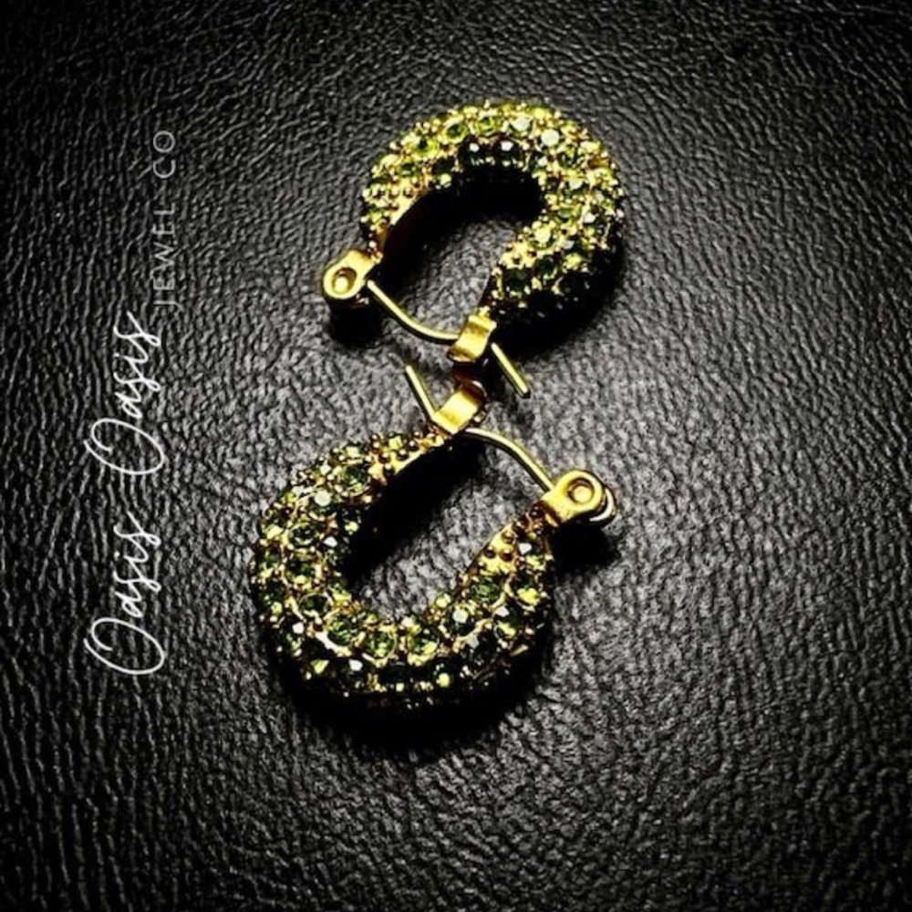 Modern Stylish U Shape Inspired Nano Gem Rhinestones (Green)